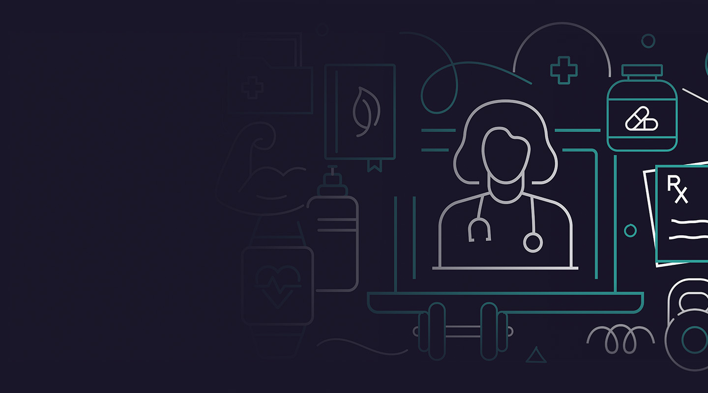 Outline image of doctor, medicine and reports